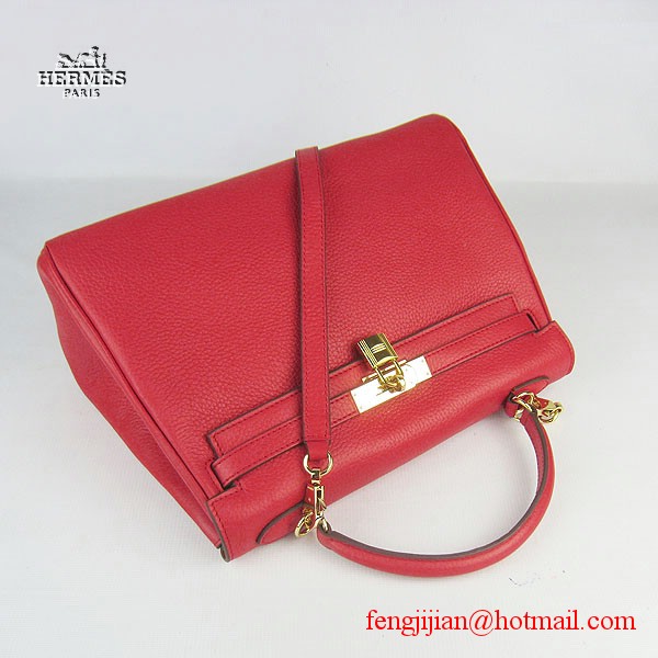 Hermes Kelly 32cm Togo Leather Bag Red 6108 Gold Hardware